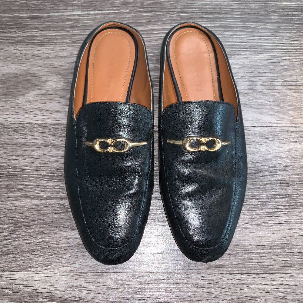 Womens Coach Sienna Slide Black Leather Slip On Mule Flats Sz. 7